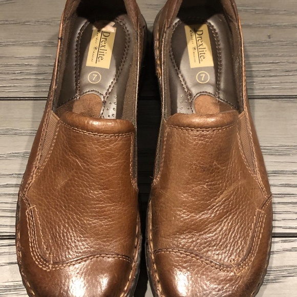 **SOLD*** Y2K Womens~Drexlite~Brown Leather Slip-On Loafers Casual Shoes w/Box~7 - Picture 2 of 7